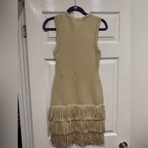 Sandro Gold Fringe Trim Mini Dress NEW - Picture 8 of 8